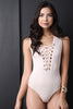 Deep V Lace Up Sleeveless Bodysuit