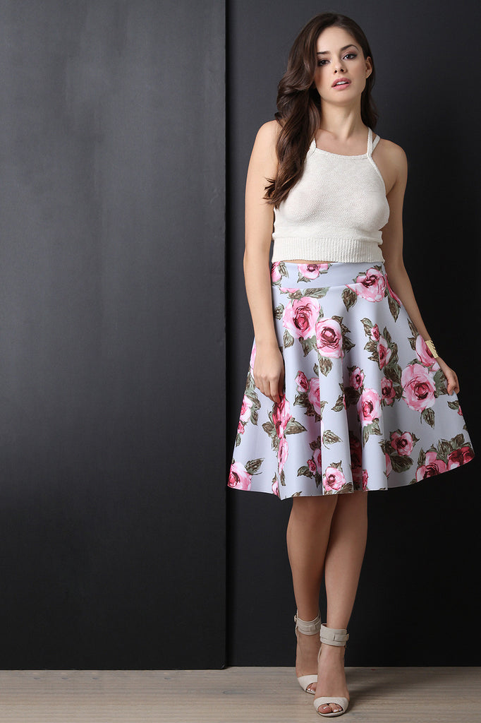 Floral Print High Waist Circle Skirt – bvstore-26645
