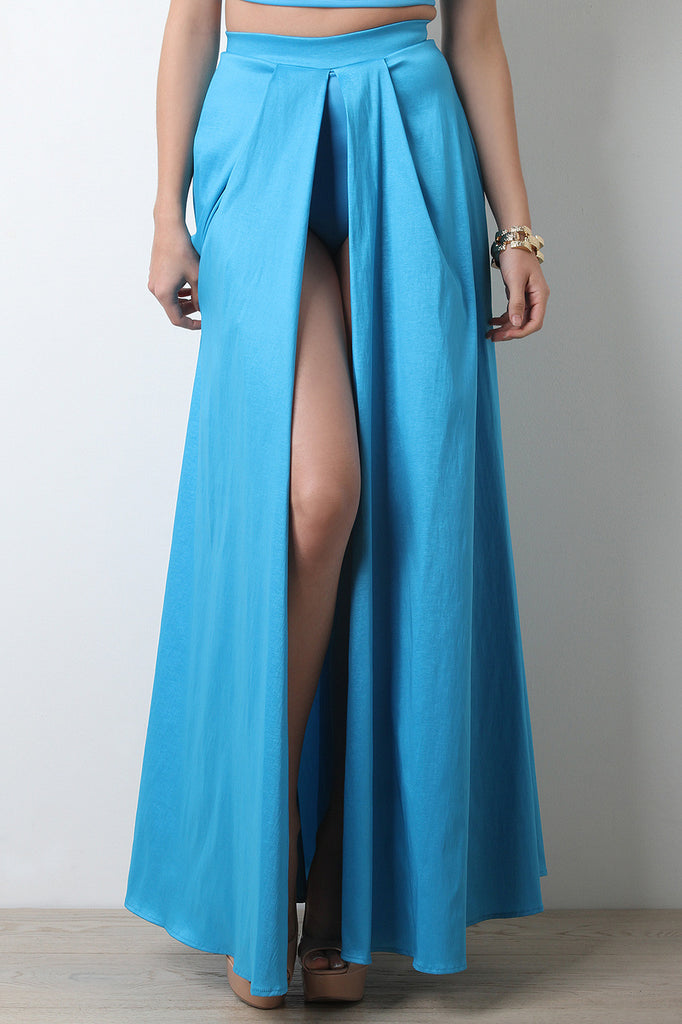 Open Front Brief High Waisted Maxi Skirt