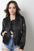 Glossy Charmeuse Zipper Bomber Jacket