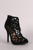 Nubuck Butterfly Wing Cutout Caged Stiletto Heel