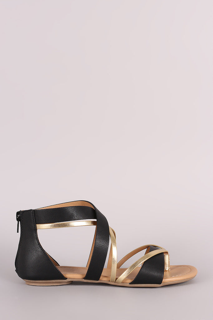 City Classified Two Tone Crisscross Flat Sandal