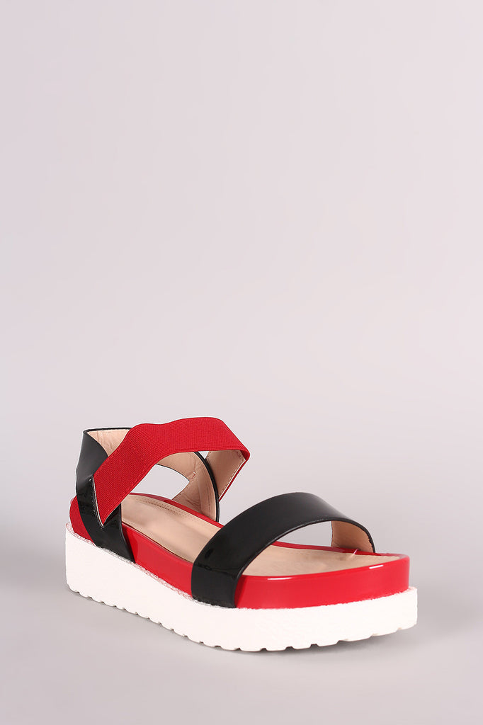 Two Tone Open Toe Flatform Sandal