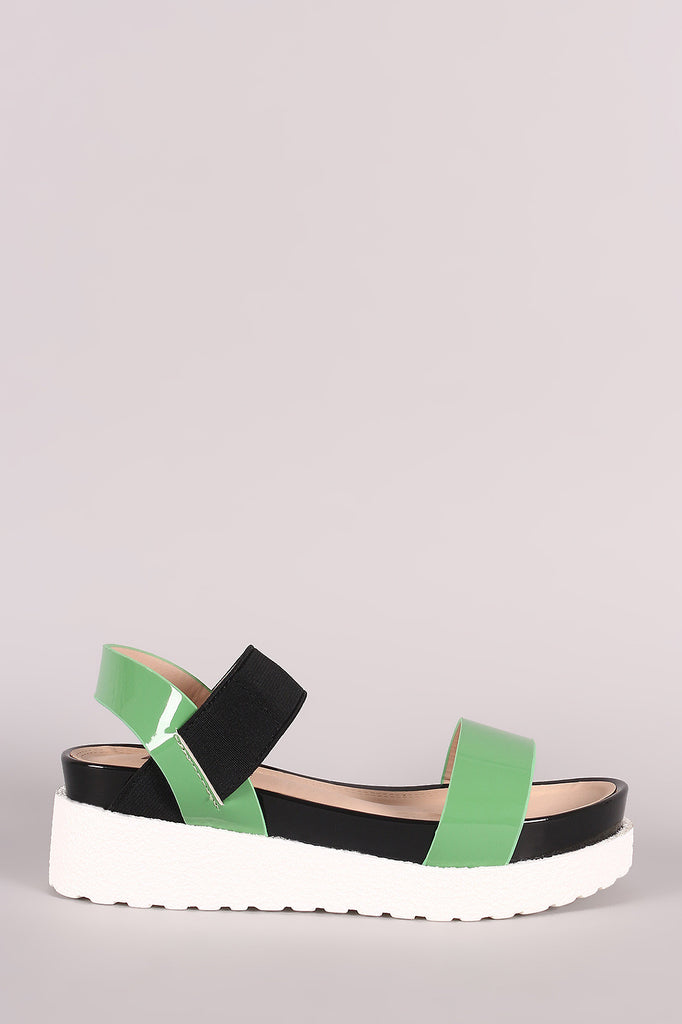 Two Tone Open Toe Flatform Sandal