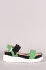 Two Tone Open Toe Flatform Sandal
