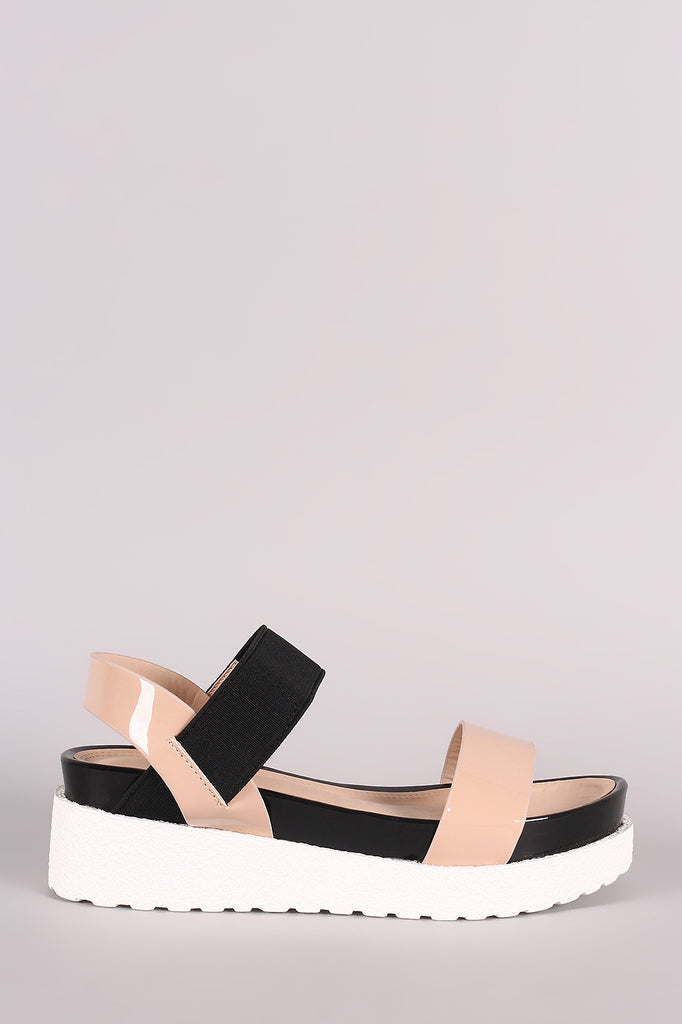 Two Tone Open Toe Flatform Sandal