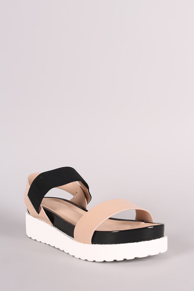 Two Tone Open Toe Flatform Sandal