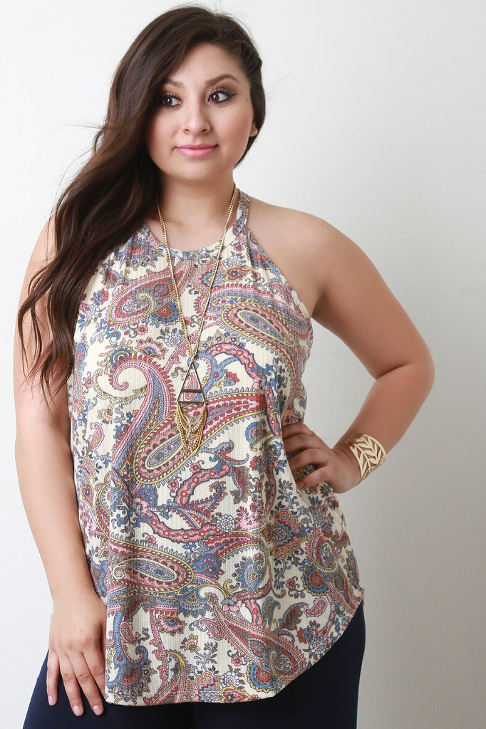 Paisley Print Racerback Flowy Tank Top