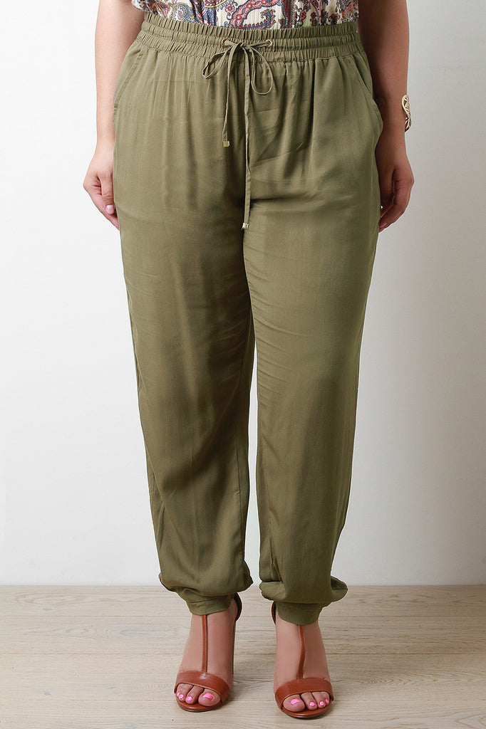 Zip Pocket Drawstring Baggy Jogger Pant