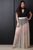 Sheer Mesh Tulle Pleated Maxi Skirt