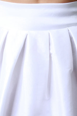 Tafetta High-Low Pleated Back Bow Skirt