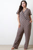 Woven Chevron Print Surplice Jumpsuit