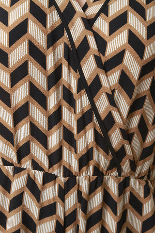 Woven Chevron Print Surplice Jumpsuit