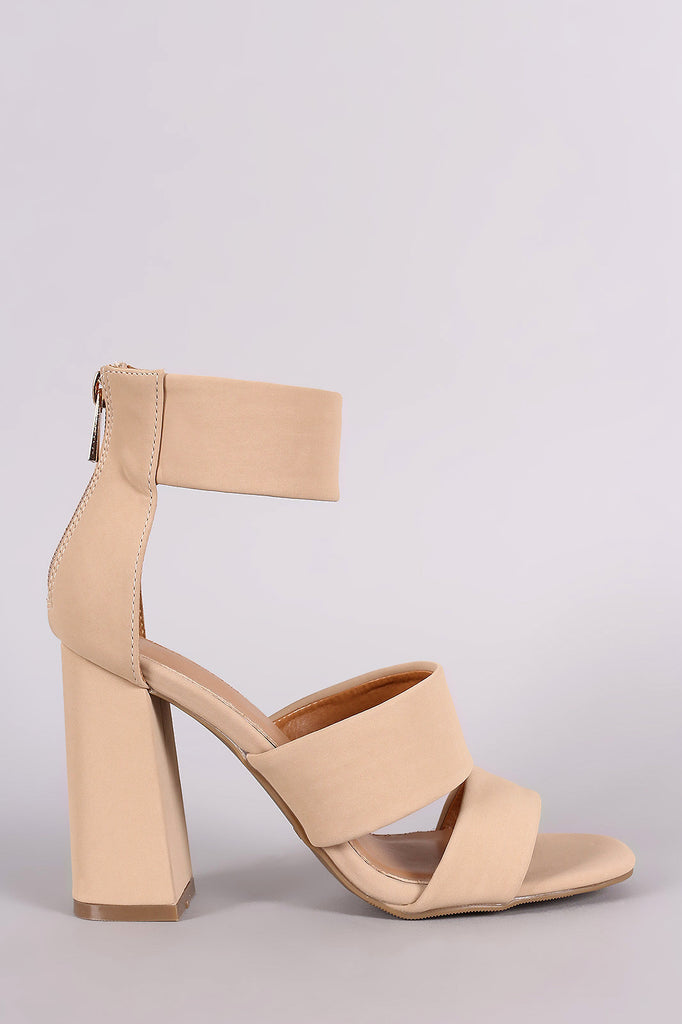 Bamboo Double Band Ankle Cuff Chunky Heel