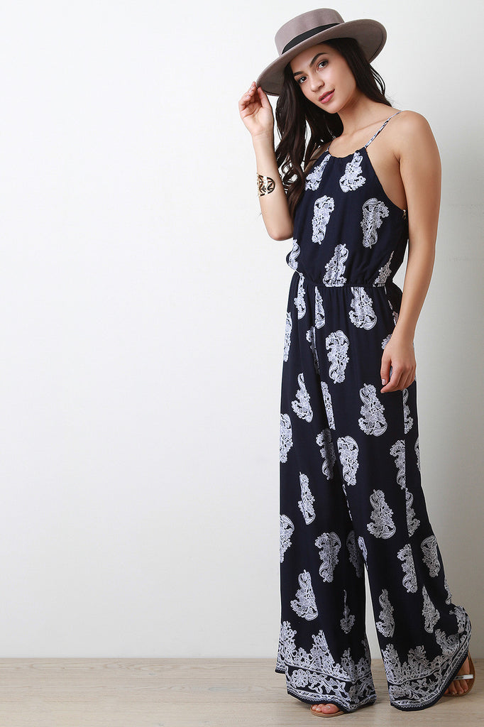 Paisley Printed Spaghetti Strap Jumpsuit