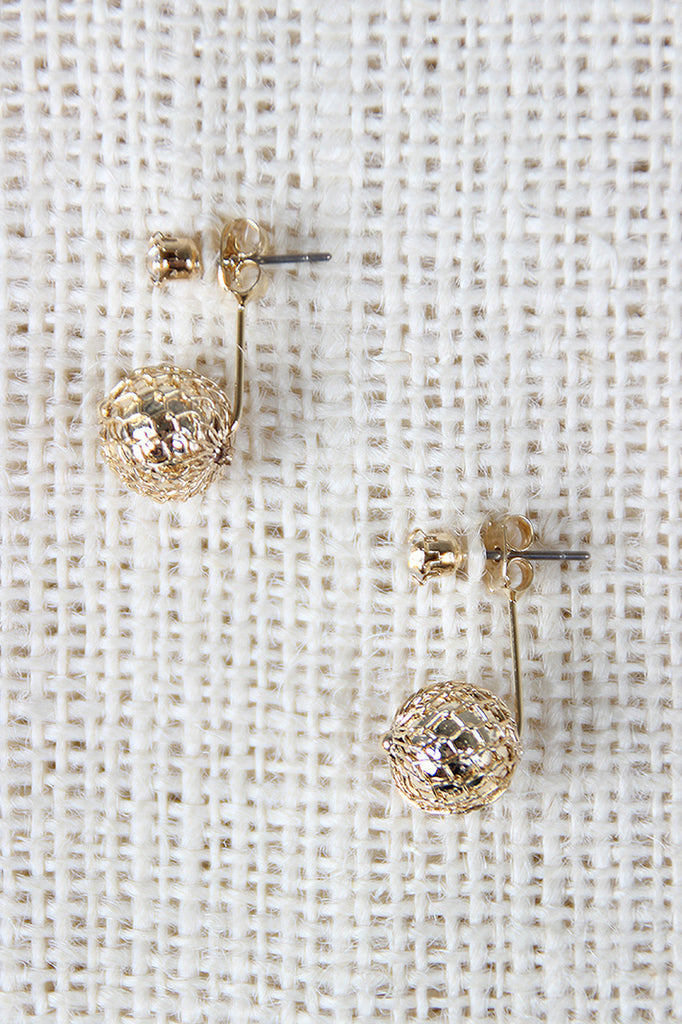 Rhinestone and Sphere Stud Jacket Earrings