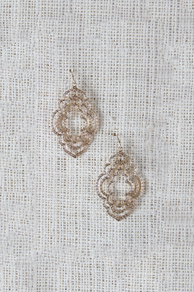 Triple Layer Quatrefoil Drop Earring