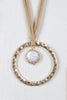 Fresh Water Pearl and Circle Pendant Necklace