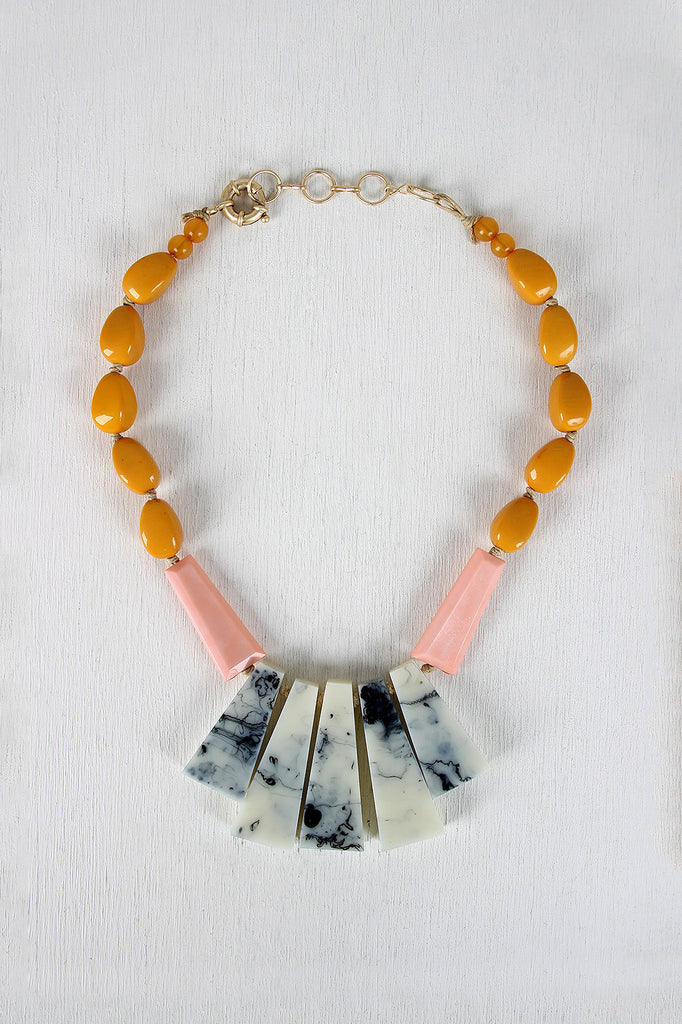 Marble Tiles and Beads Necklace