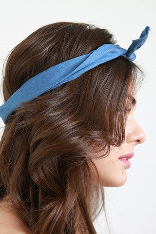 Chambray Self-Tie Scarf Headband