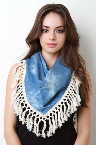 Fur Trim Solid Knit Tube Scarf