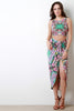 Tribal Lotus Print Faux Wrap Skirt