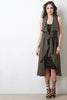 Draped Self-Tie Sleeveless Cardigan