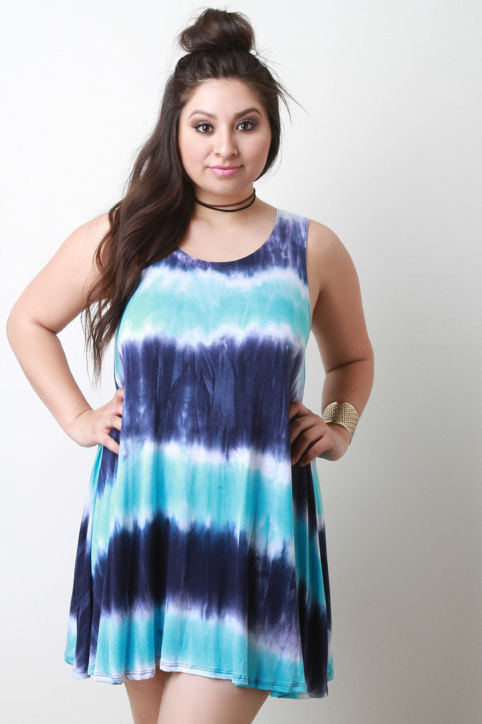 Tie Dye Sleeveless Shift Dress