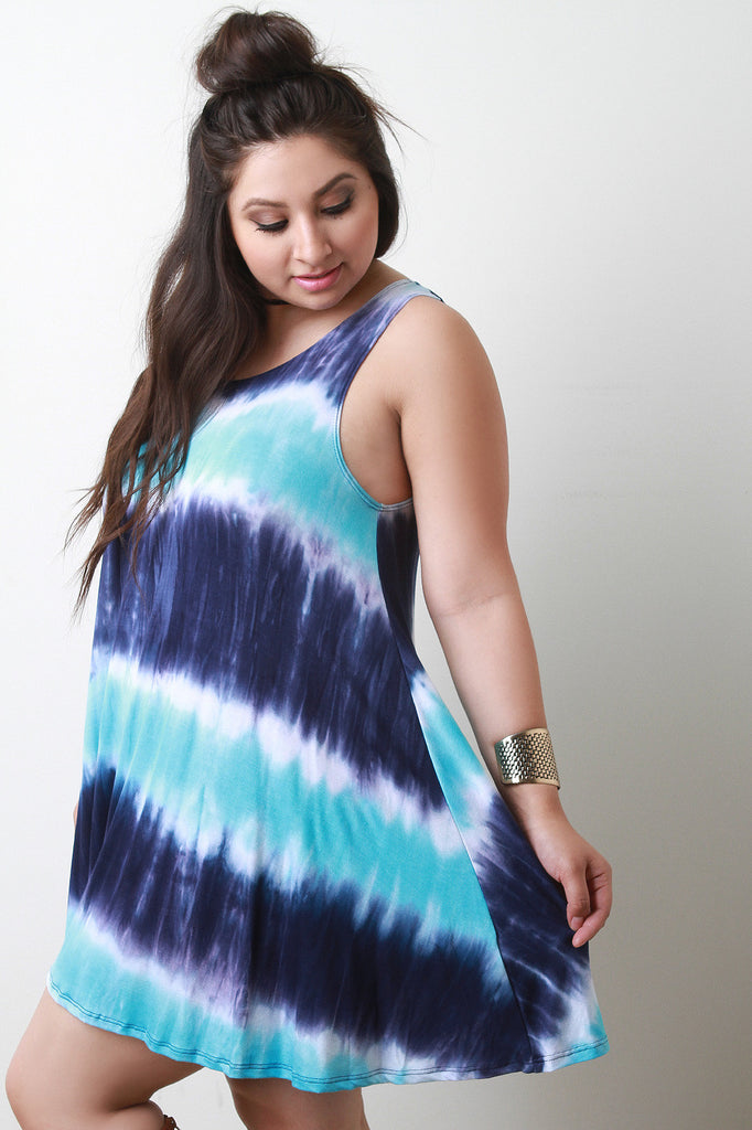 Tie Dye Sleeveless Shift Dress