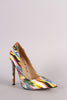 Satin Mixed Print Pointy Toe Stiletto Pump