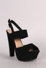 Nubuck Peep Toe Chunky Platform Heel