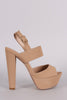 Nubuck Peep Toe Chunky Platform Heel