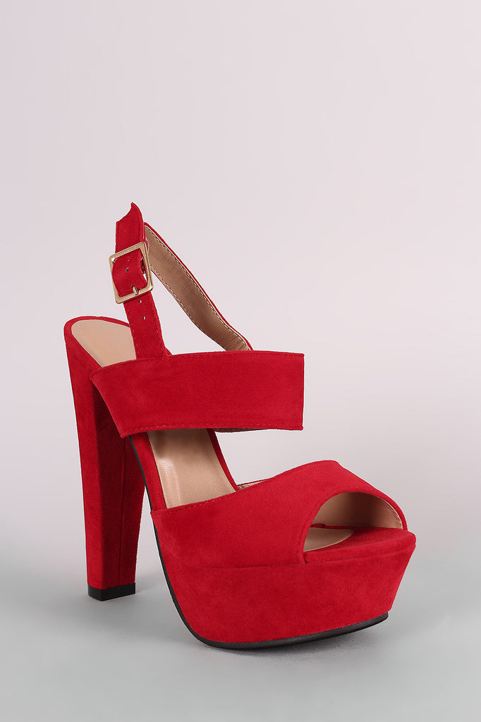 Suede Peep Toe Chunky Platform Heel