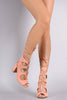 Peep Toe Corset Lace-Up Chunky Heel