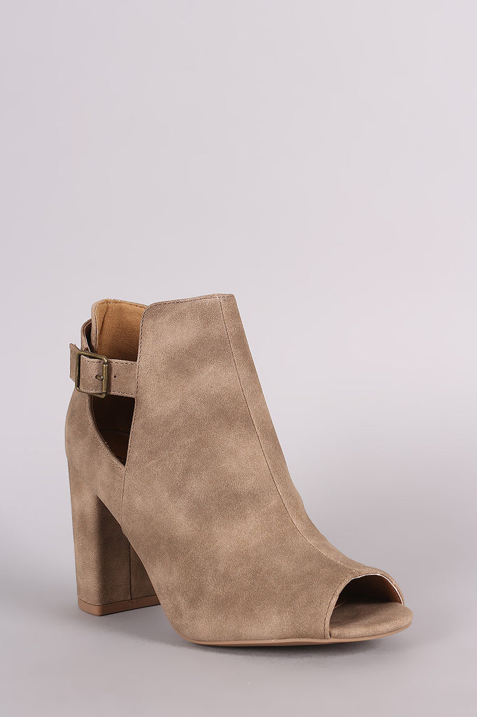 Qupid Distressed Slit Peep Toe Booties