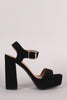 Bamboo Nubuck Buckled Ankle Strap Chunky Platform Heel