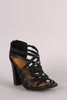 Bamboo Strappy Cage Chunky Heel