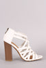 Bamboo Strappy Cage Chunky Heel