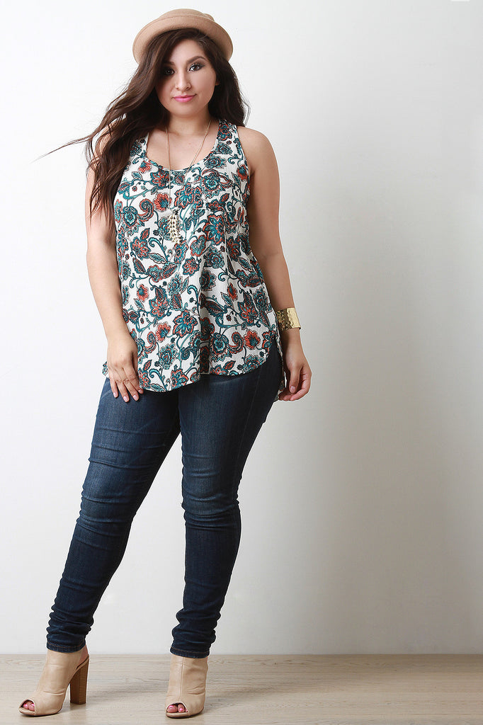 Paisley Print Racer Back Top