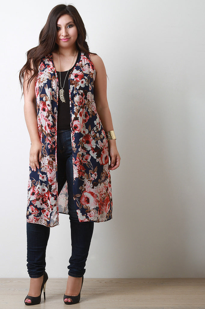 Floral Chiffon Vest