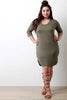 Solid Dolman Sleeves Scoop Neck Dress