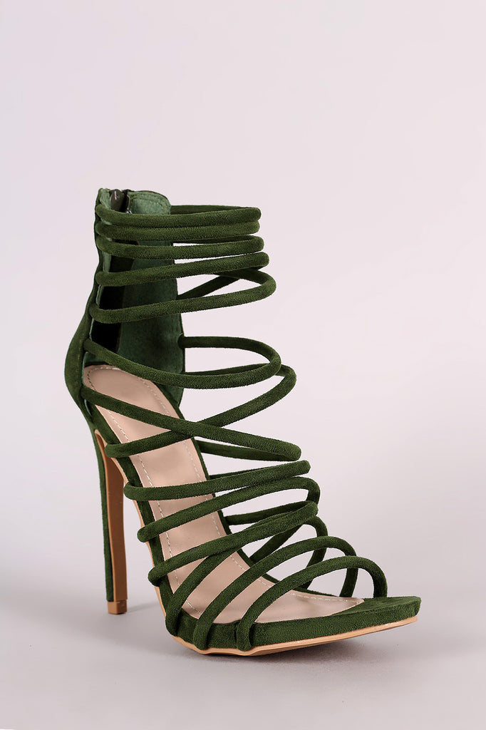 Olive Square Toe Lace Up Heeled Sandals | Sandals heels, Strappy high heels  sandals, Lace up heels