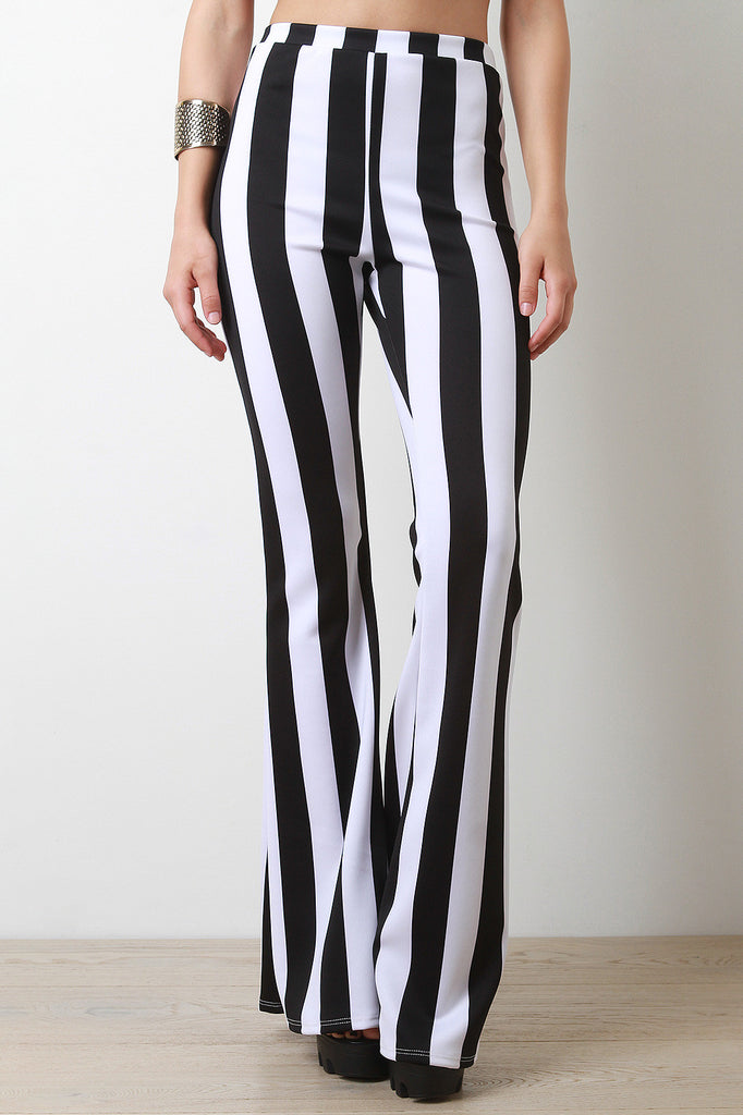 High Waist Striped Flare Pant