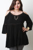 Cold Shoulder Bell Sleeve Babydoll Tier Top
