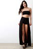 Solid Open Front Inside Shorts Maxi Skirt