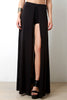 Solid Open Front Inside Shorts Maxi Skirt