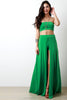 Solid Open Front Inside Shorts Maxi Skirt