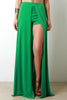 Solid Open Front Inside Shorts Maxi Skirt