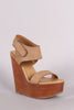 Soda Ankle Strap Open Toe Wooden Platform Wedge