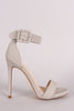 Nubuck Buckled Ankle Strap Stiletto Heel